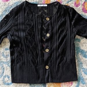 Zara Black Lace Crop Cardigan - S / XS